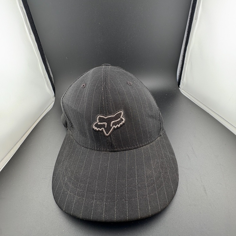 Fox Racing‎ Flexfit Baseball Cap Mens M/L Black Pinstripe Embroidered Logo